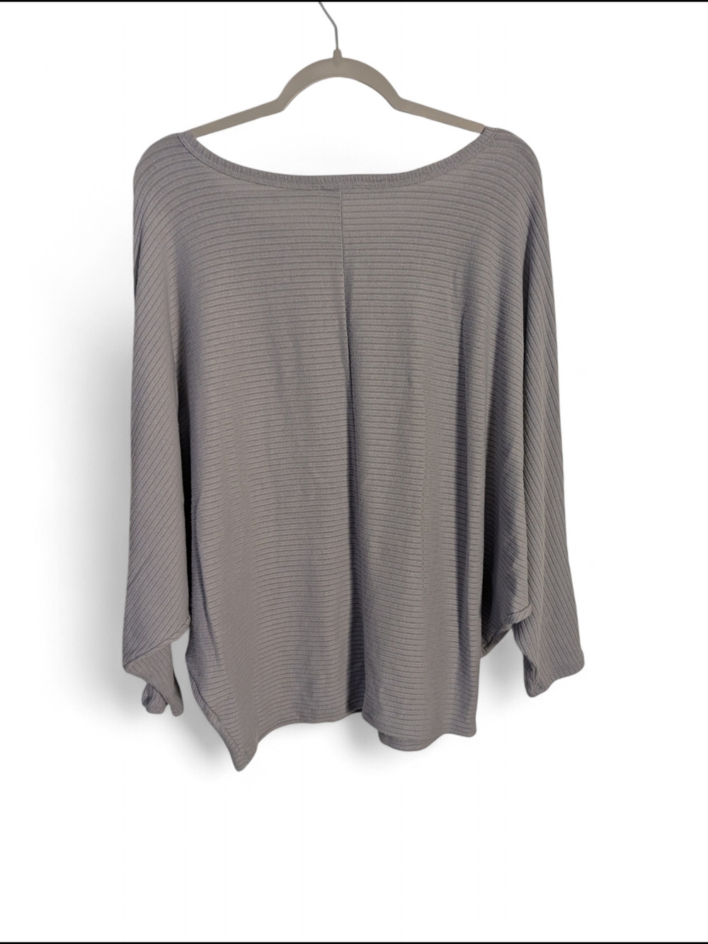 Zenana Ribbed Boatneck Long-Sleeve Top - Gray